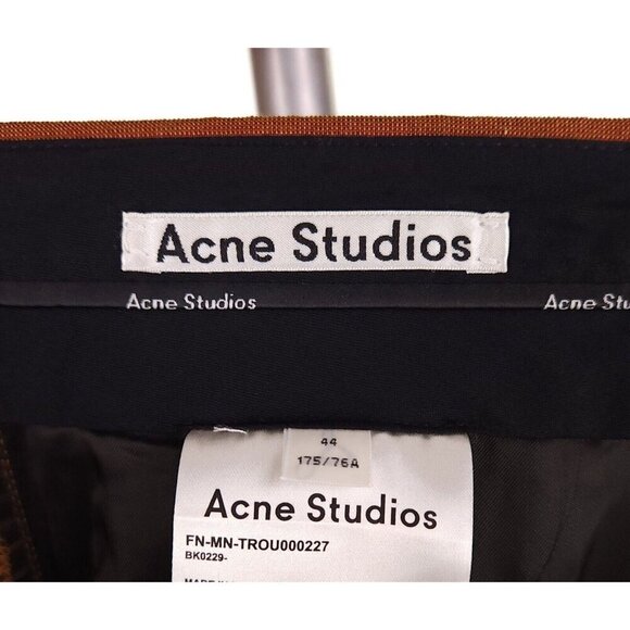 Acne Studios Straight Leg Linen Blend Trousers Size 44 US S Brown New - Picture 6 of 8